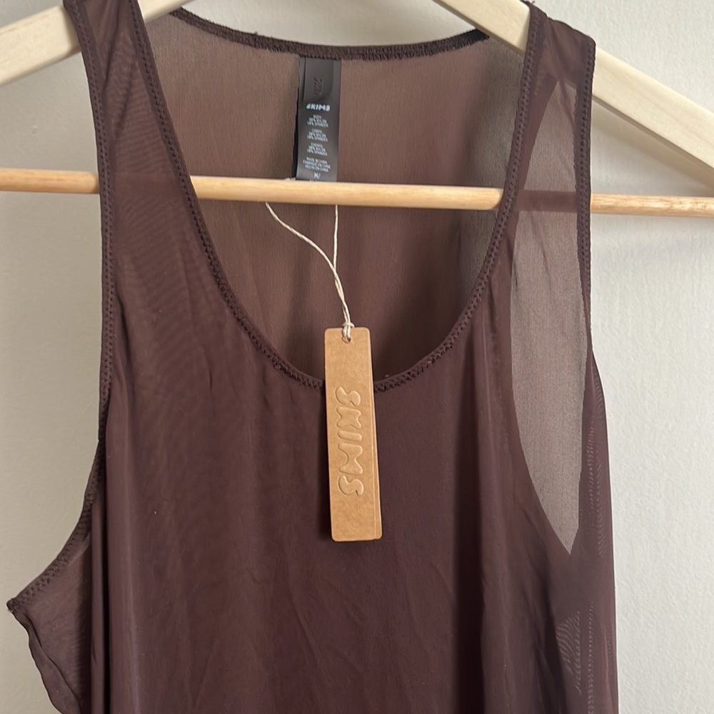 SKIMS Mesh Long Tank Dress in Cocoa - Picture 5 of 8